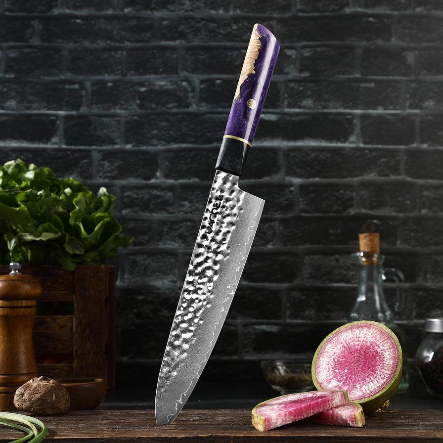 Professionell kockkniv C49, Damaskus stål 67 lager