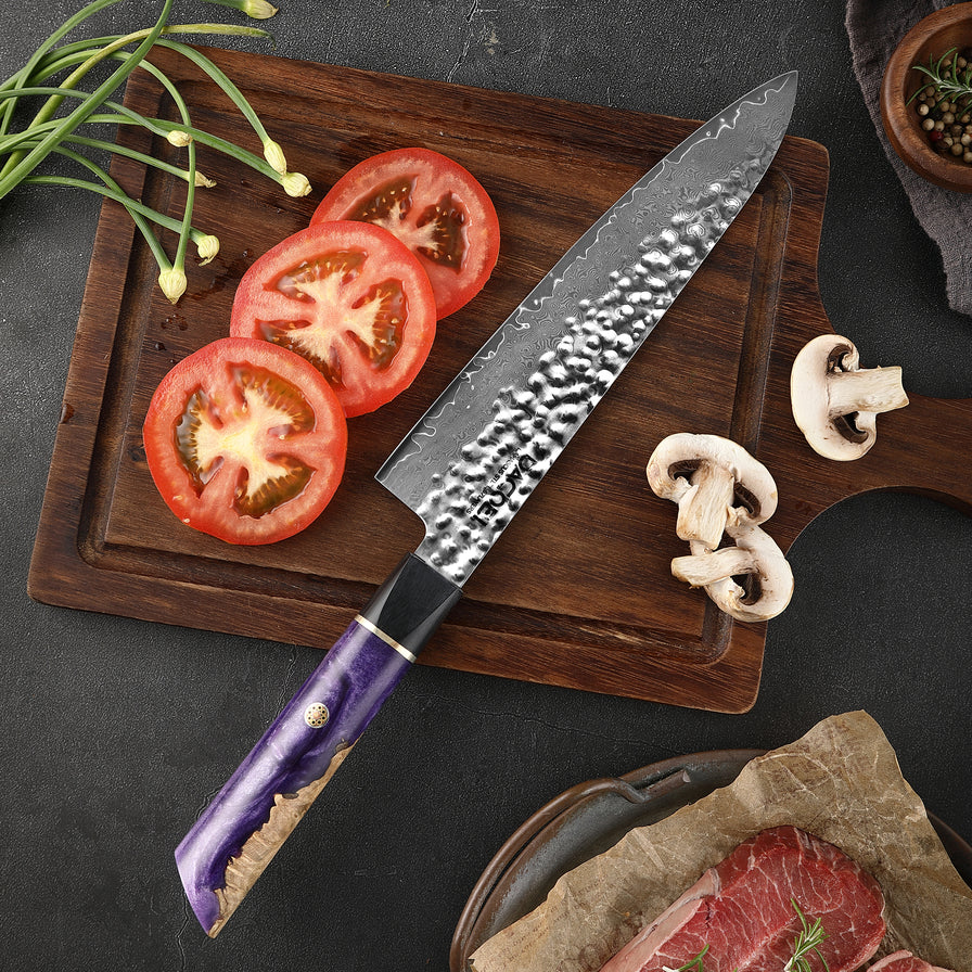 Professionell kockkniv C49, Damaskus stål 67 lager