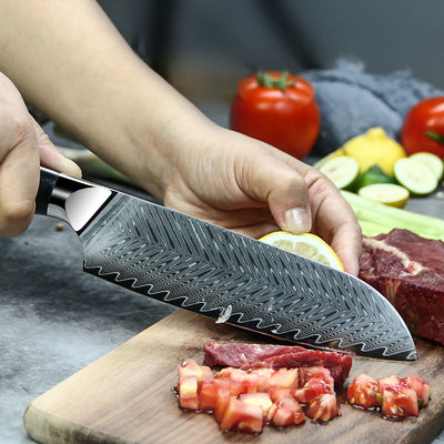 Cuțit Santoku profesional, damasc, 17 cm (C26) - DACOBI.ro