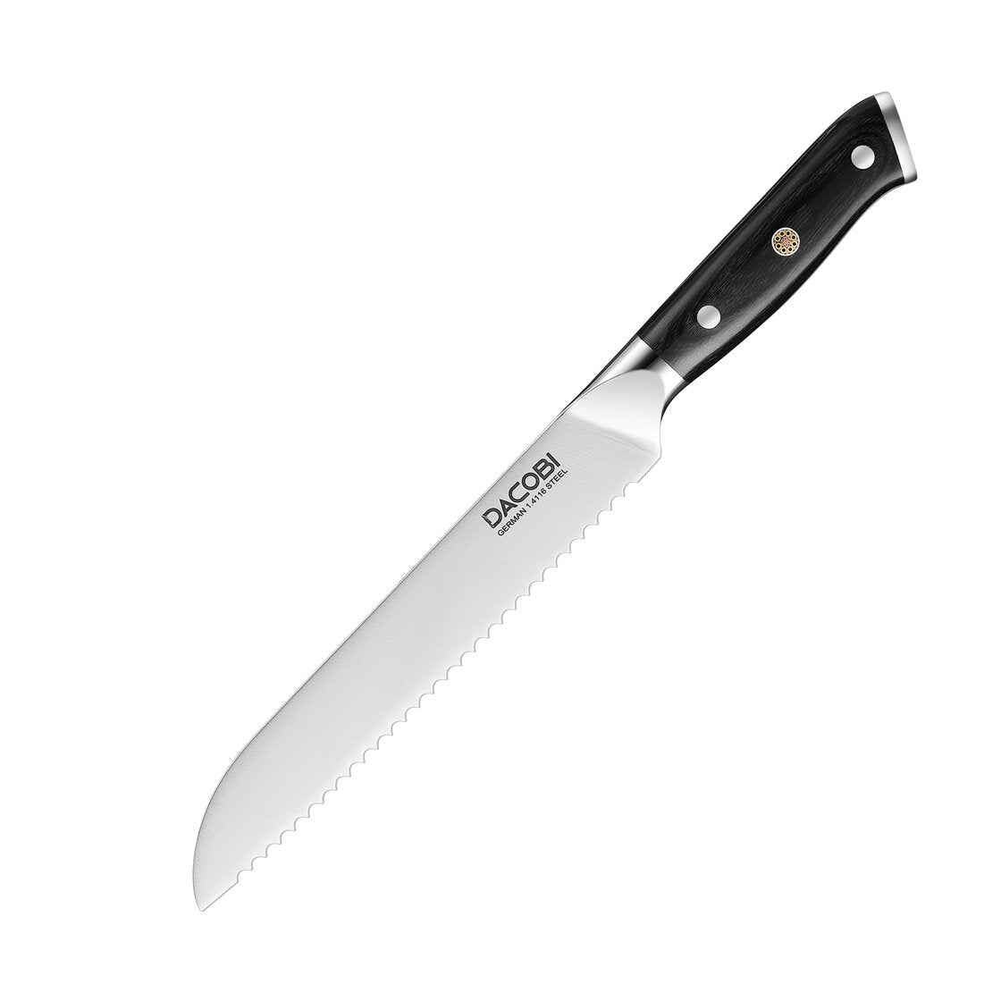 Cuchillo de pan, acero alemán, mango de madera de pakka, 20 cm (C52)