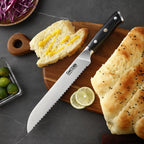 Brødkniv, tysk stål, pakka treskaft, 20 cm (C52)