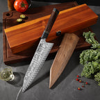 Kiritsuke Profimesser, Damaszenerstahl, Griff aus Eisenholz, 21,5 cm (C54)