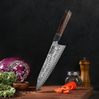Kiritsuke Profimesser, Damaszenerstahl, Griff aus Eisenholz, 21,5 cm (C54)