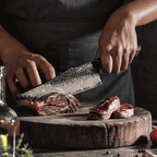 Chef's Knife, Ergonomic Burnt Oak Handle, Damascus Steel, 22cm (C61)