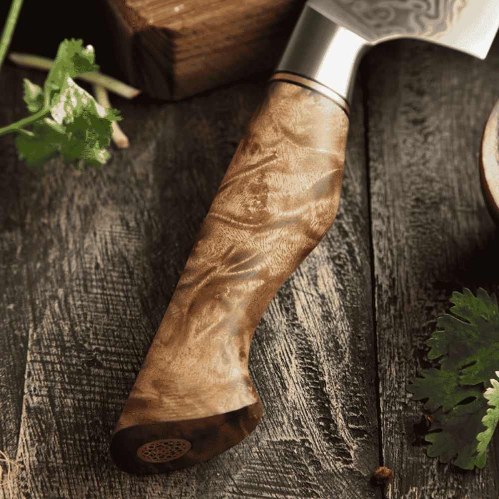 Nakiri professional knife, Damascus steel, sycamore wood dessert handle, 18 cm (C64)