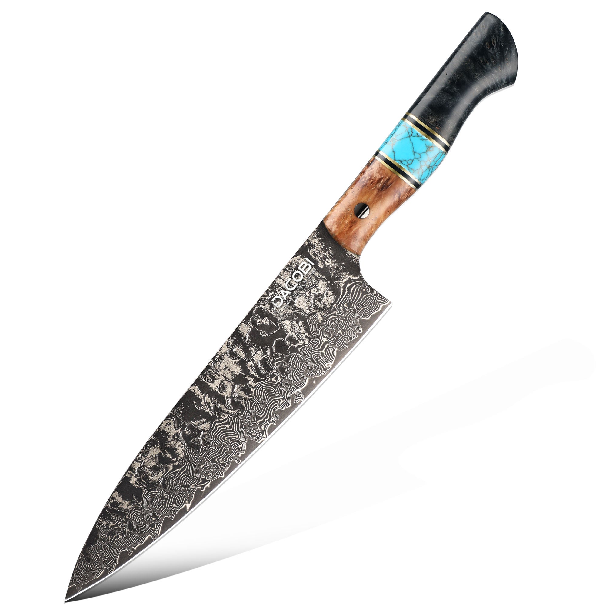 Chef's Knife, ergonomic solidified maple wood handle, damascus steel, 21.6 cm (C67)