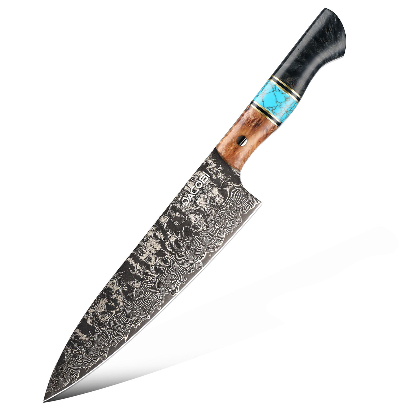 Chef's Knife, ergonomic solidified maple wood handle, damascus steel, 21.6 cm (C67)