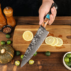 Chef's Knife, ergonomic solidified maple wood handle, damascus steel, 21.6 cm (C67)