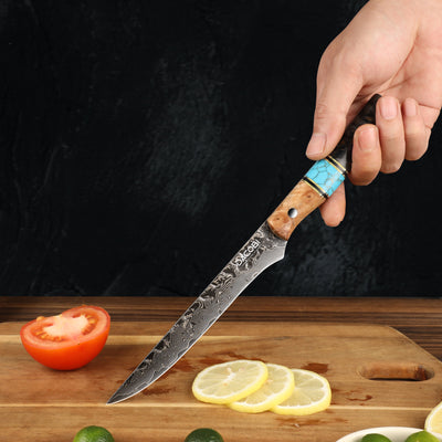 Professional fillet knife C69, Damascus steel 67 layers