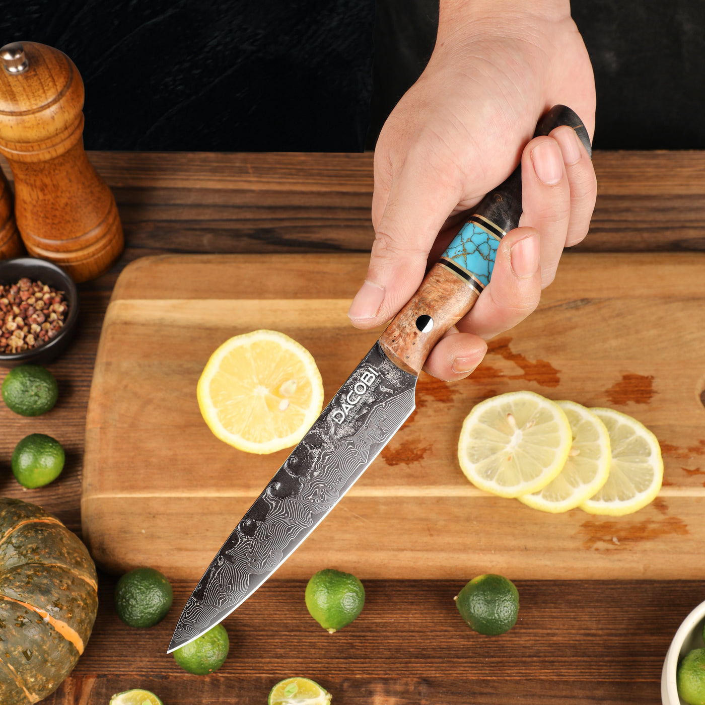 Professional universal knife C70, Damascus steel 67 layers
