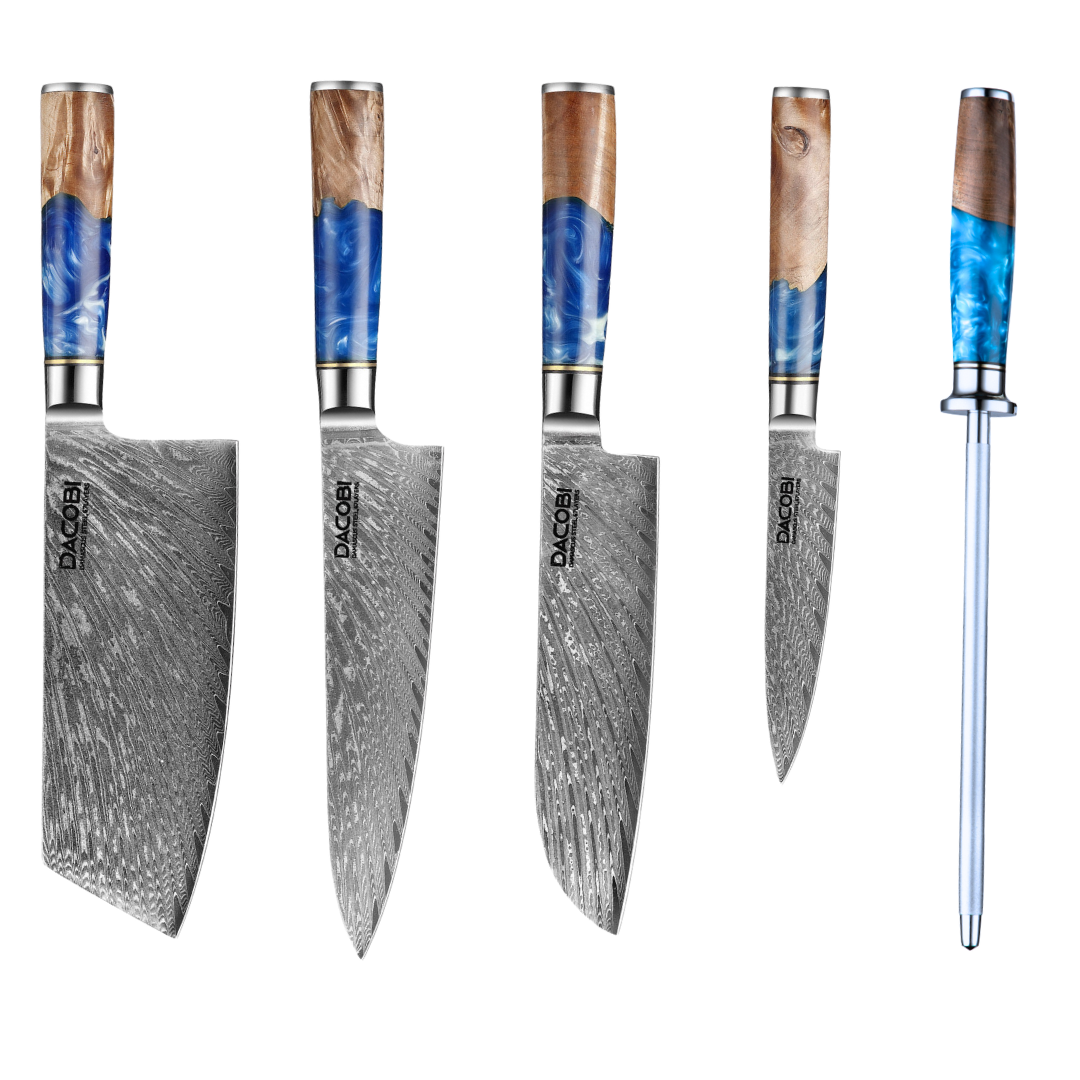 Professional knife set, Damascus steel, D14