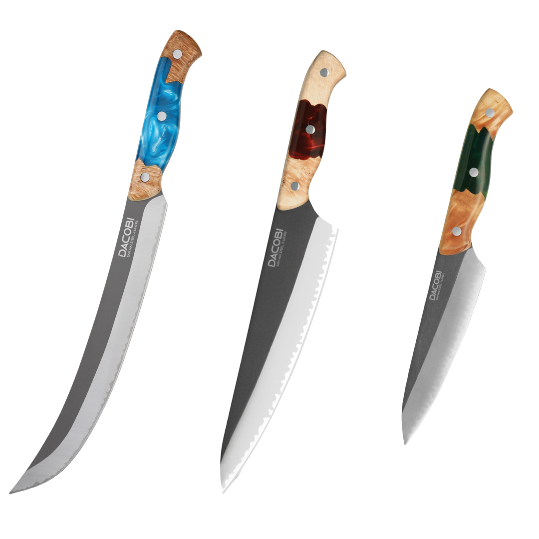 Professional knife set, San Mai steel, D15