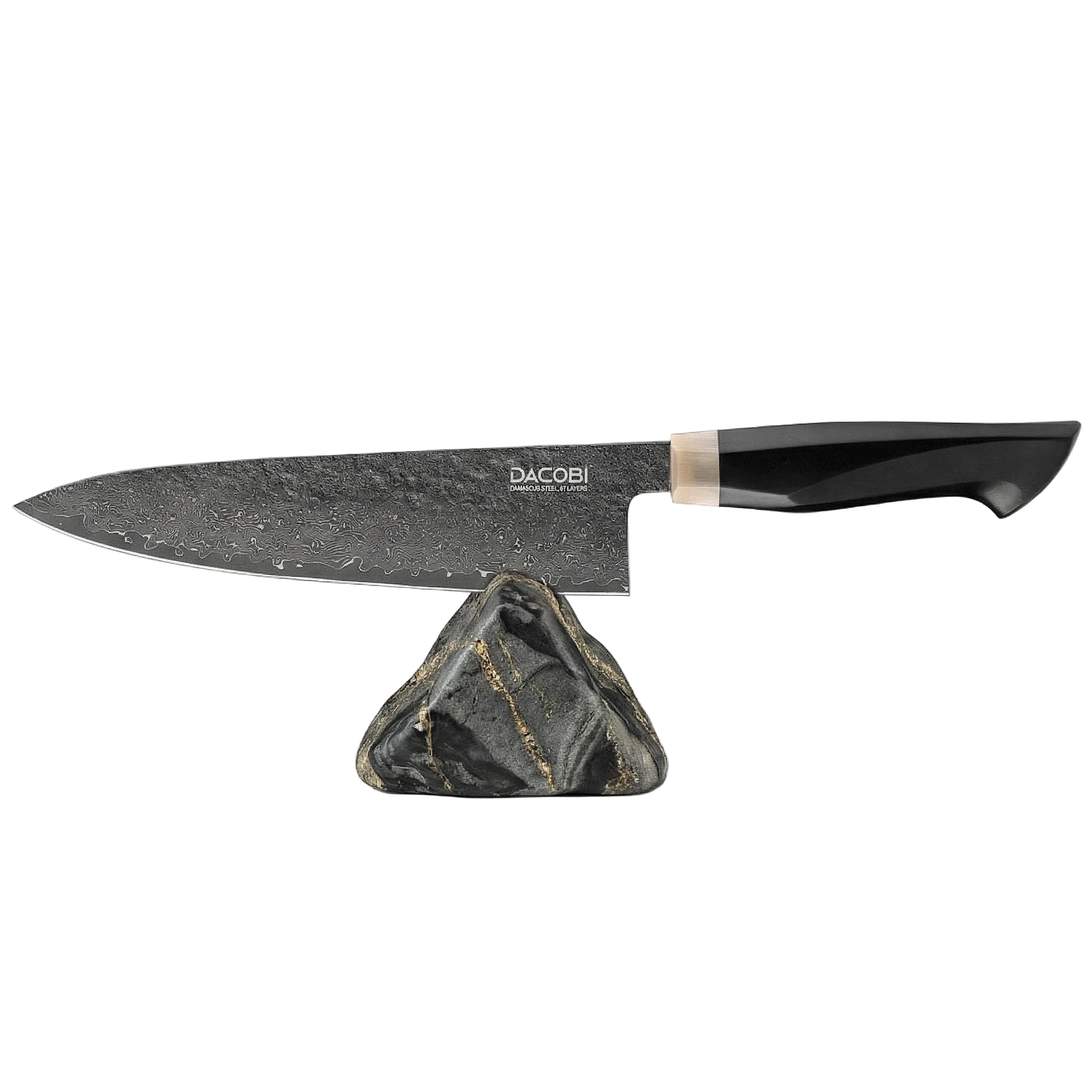 Cuchillo de chef, mango ergonómico de ébano, acero de Damasco, 20 cm (C59)