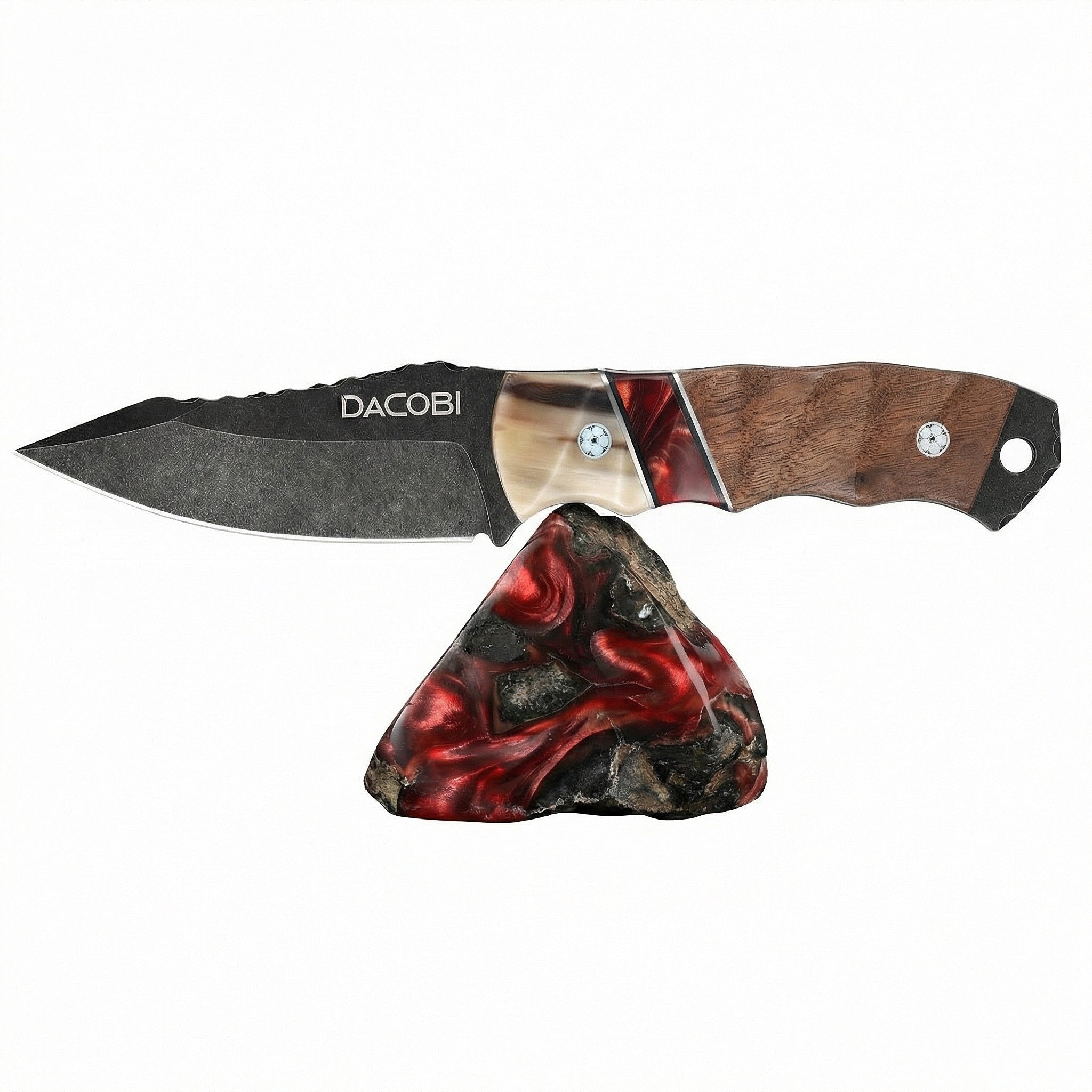 Grizzly - Bushcraft knife, D2 steel, antler and resin handle
