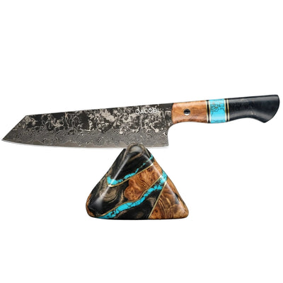 Regal Collection, Professional Knives, 67-layer Damascus steel, wooden handle + turquoise stone
