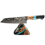 Couteau professionnel Kiritsuke, acier Damas, manche en bois d'érable solidifié, 20,6 cm (C68)
