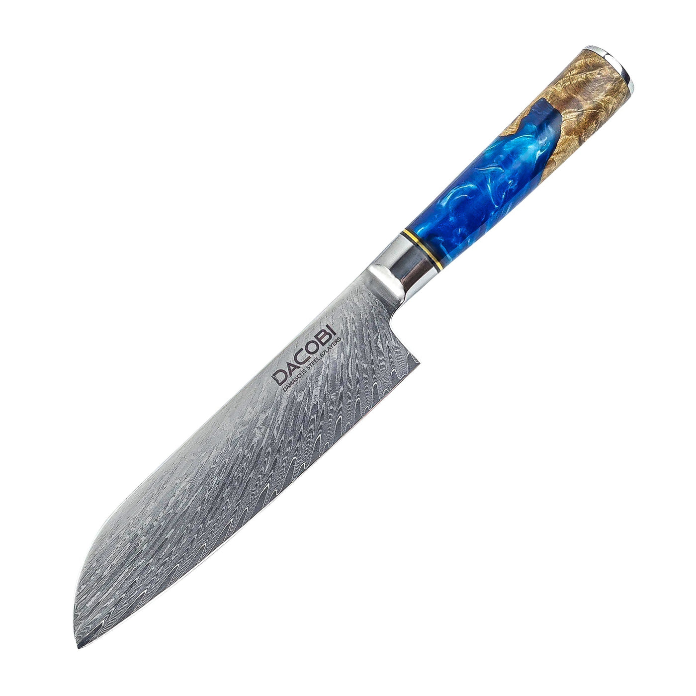 Cuțit Santoku, cuțit bucătari, oțel damasc, mâner compozit, 17.7 cm (C3) - DACOBI.ro