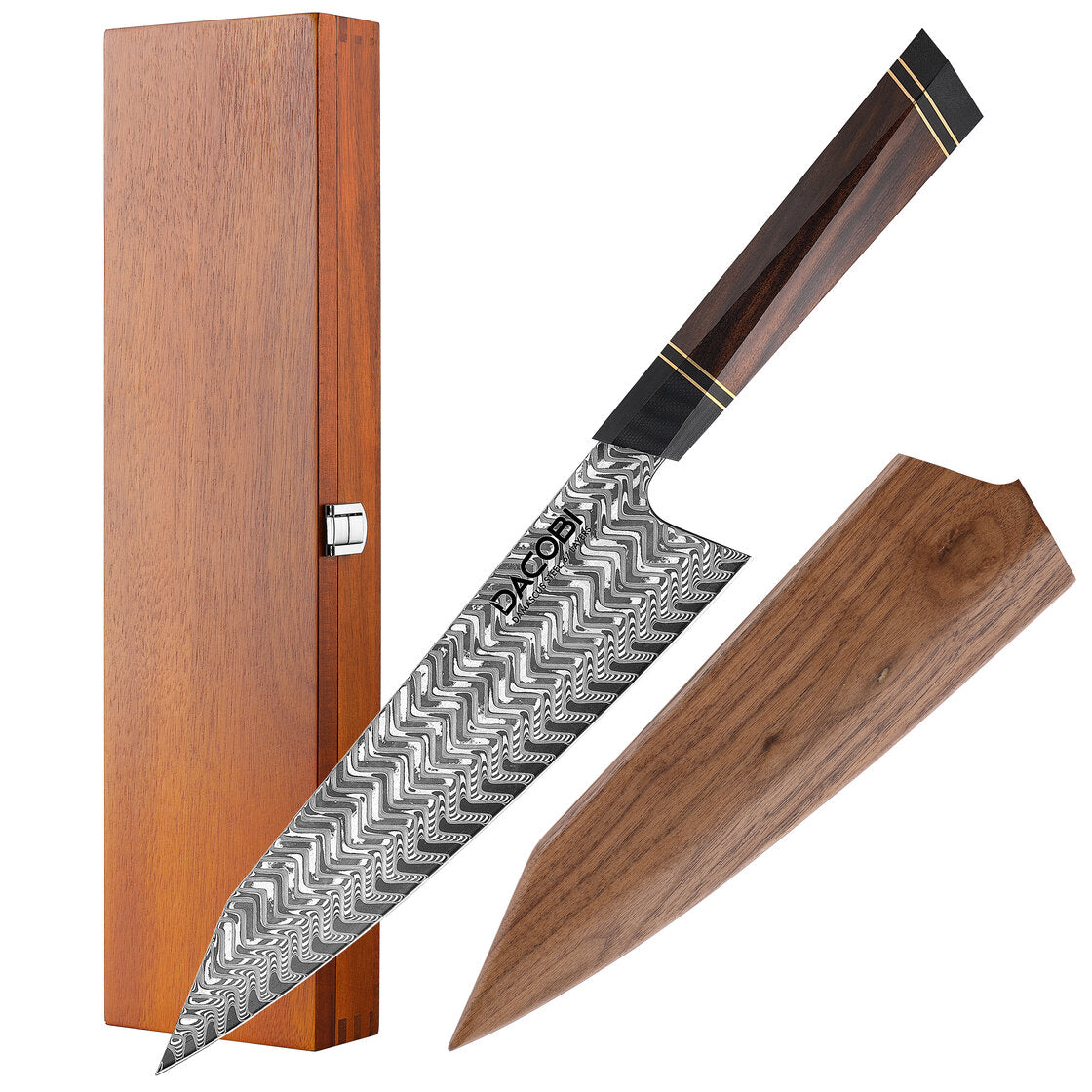 Kiritsuke Profimesser, Damaszenerstahl, Griff aus Eisenholz, 21,5 cm (C54)