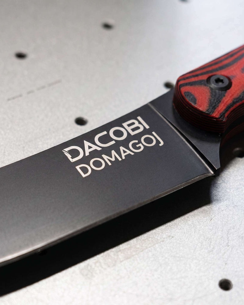 Personalised Christmas gifts, a DACOBI knife laser engraved in our own workshop