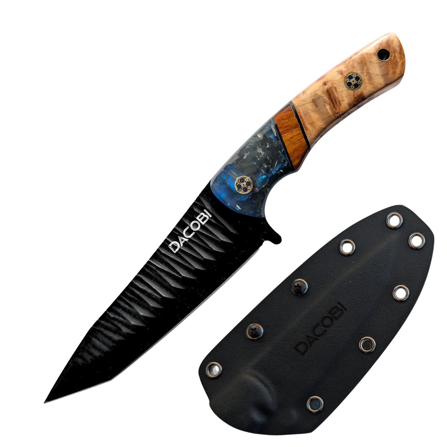 Gran Paradiso - Bushcraft knife, D2 steel, desert Ironwood and carbon resin handle