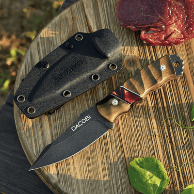 Grizzly - Bushcraft knife, D2 steel, bull horn and resin handle