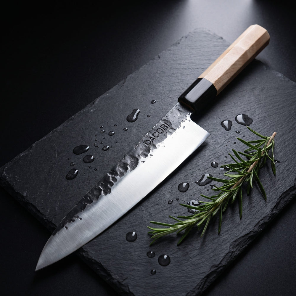 Maple wood handle of the professional Gyuto knife