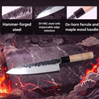 Infographic with the features of the Tsuchime Gyuto knife