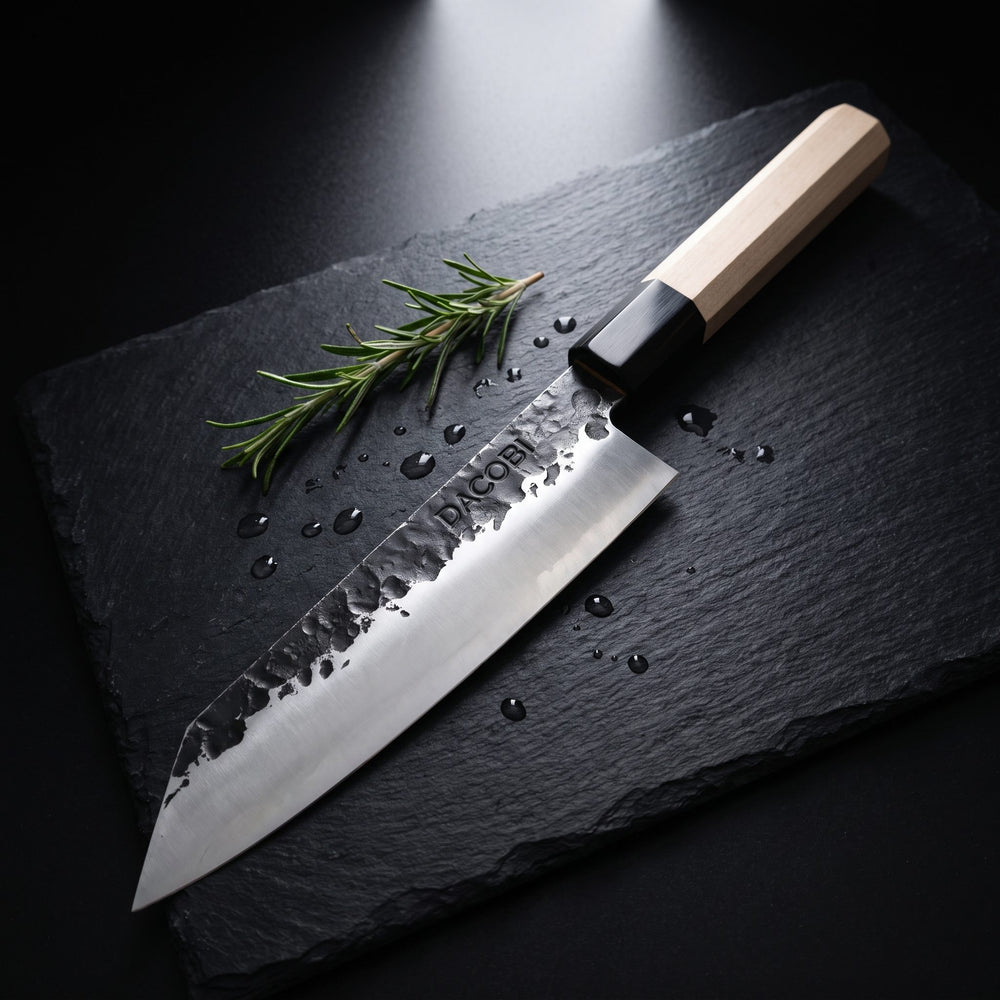 Maple wood handle of the professional Kiritsuke knife