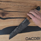 Couteau professionnel Kiritsuke, acier Damas, manche en bois d'érable solidifié, 20,6 cm (C68)