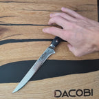 Coltello professionale per filettare C16, acciaio Damasco 45 strati 