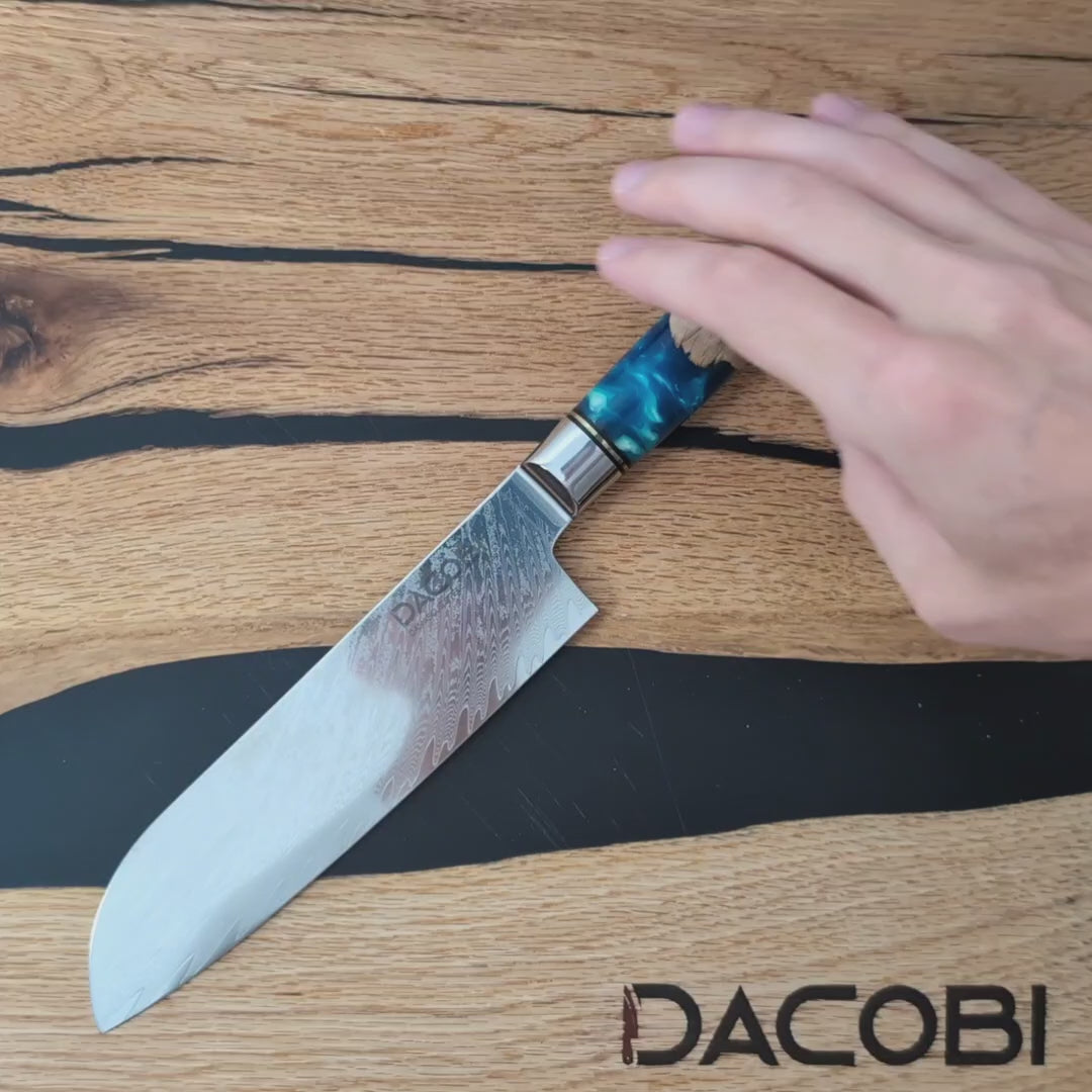 Professionel Santoku kniv C3, Damaskus stål 67 lag 