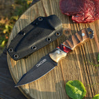 Grizzly - Bushcraft knife, D2 steel, antler and resin handle