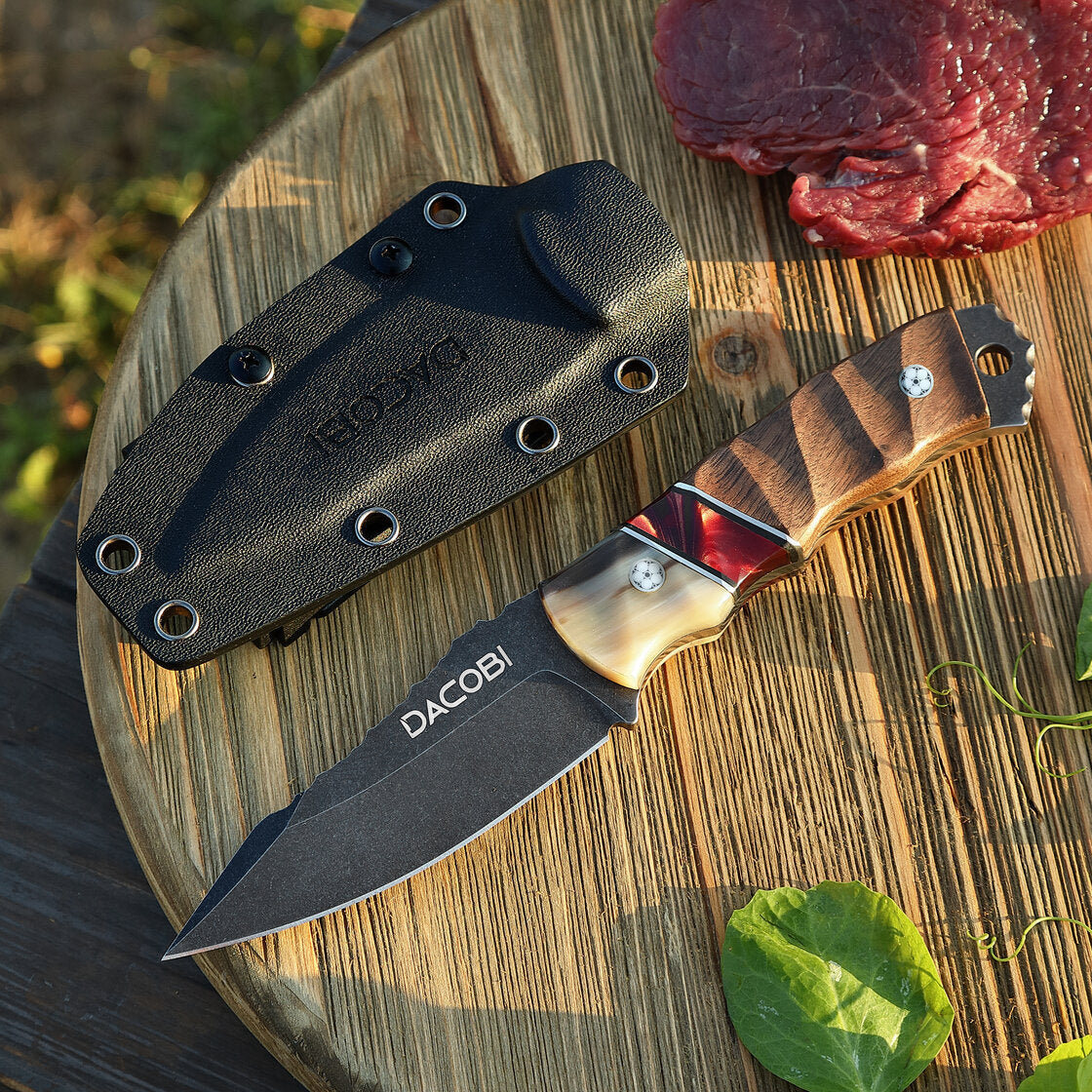 Grizzly - Bushcraft knife, D2 steel, antler and resin handle