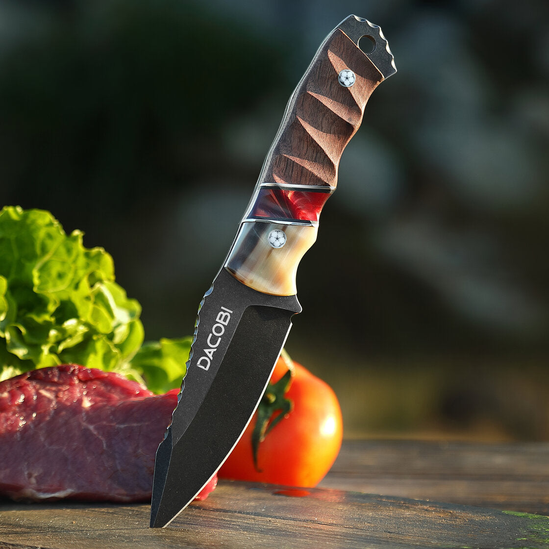 Grizzly - Bushcraft knife, D2 steel, antler and resin handle